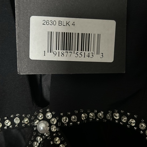 IEENA FOR MAC DUGGAL 2630 NWT  Black Plunge Neck Puff Sleeve Cut Out Gown - Picture 7 of 8